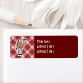 かわいいラクダ；赤い格子縞 ラベル (インサイチュ)