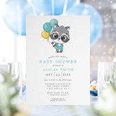 かわいいラクーンの水彩ボーイ ベイビーシャワー 招待状