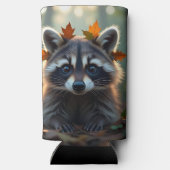 かわいいラクーンの紅葉 パーソナライズされた スリム缶クーラー (裏面)