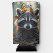 かわいいラクーンの紅葉 パーソナライズされた スリム缶クーラー (正面)