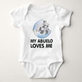 かわいいラクーンの花私のアブエロは私を愛している ベビーボディスーツ (正面)