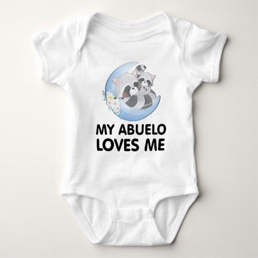 かわいいラクーンの花私のアブエロは私を愛している ベビーボディスーツ (正面)
