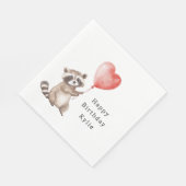 かわいいラクーンアニマルハートバルーン誕生日 スタンダードランチョンナプキン (角)