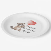 かわいいラクーンアニマルハートバルーン誕生日 ペーパープレート (アングル)