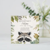 かわいいラクーンウッドランド誕生日パーティー 招待状 (スタンド正面)