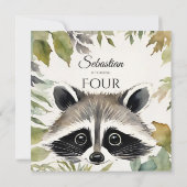 かわいいラクーンウッドランド誕生日パーティー 招待状 (裏面)