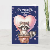 かわいいラクーンハートバルーンキッズバレンタインカード シーズンカード (正面)