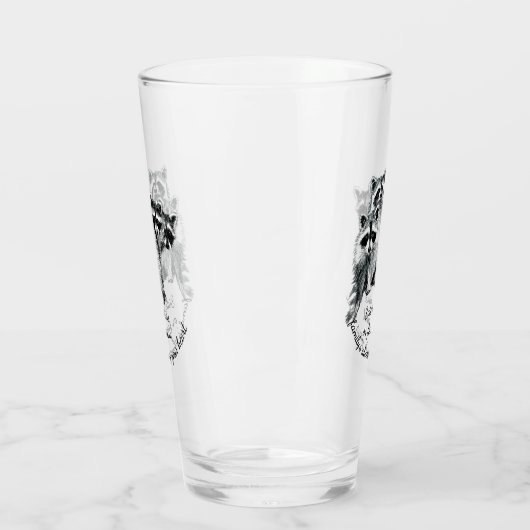 かわいいラクーンファミリー引用文水彩動物アート タンブラーグラス (左)