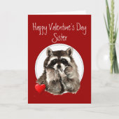 かわいいラクーン吹のキスシスターバレンタイン シーズンカード (正面)