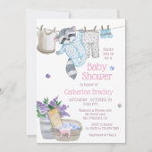 かわいいラクーン洗う日の水の色ベビーシャワー 招待状 (正面)