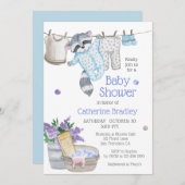 かわいいラクーン洗う日の水の色ベビーシャワー 招待状 (正面/裏面)