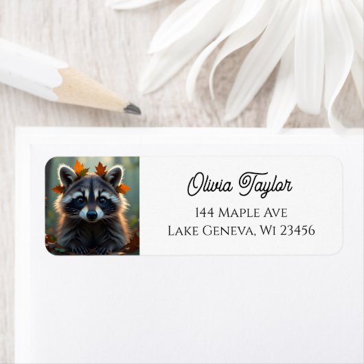 かわいいラクーンin紅葉 ラベル (インサイチュ)