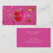 かわいいラグジュアリーストロベリーパターン 名刺 (正面/裏面)