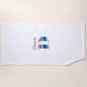 かわいいラグジュアリー コーラルブルーイニシャル名D 白 ビーチタオル (正面)