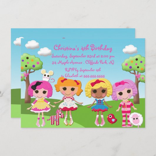 かわいいラグドールバースデーパーティ招待状 招待状 (正面/裏面)