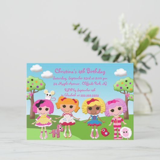 かわいいラグドールバースデーパーティ招待状 招待状 (スタンド正面)