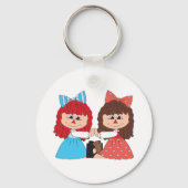 かわいいラグドール友達と弓とドレスを持つ女の子 キーホルダー (裏面)