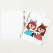 かわいいラグドール友達と弓とドレスを持つ女の子 プランナー手帳 (ディスプレー)