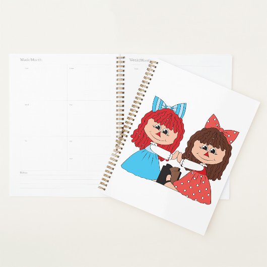 かわいいラグドール友達と弓とドレスを持つ女の子 プランナー手帳