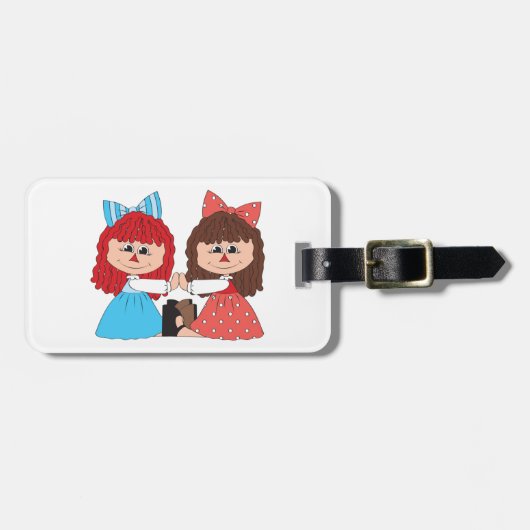 かわいいラグドール友達と弓とドレスを持つ女の子 ラゲッジタグ (正面横)