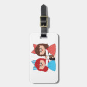 かわいいラグドール友達と弓とドレスを持つ女の子 ラゲッジタグ (正面縦)