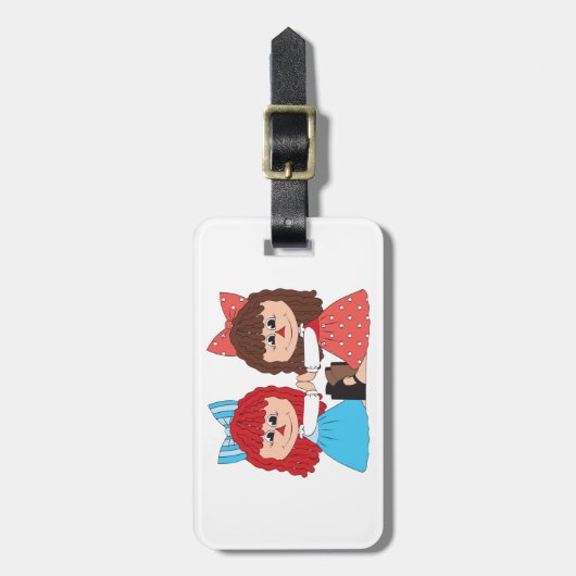 かわいいラグドール友達と弓とドレスを持つ女の子 ラゲッジタグ (正面縦)
