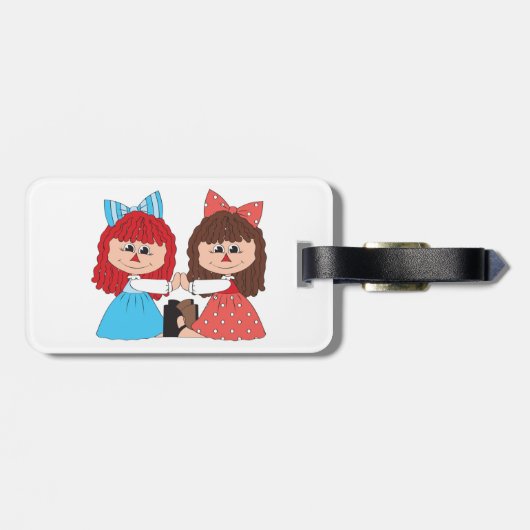 かわいいラグドール友達と弓とドレスを持つ女の子 ラゲッジタグ (裏面横)