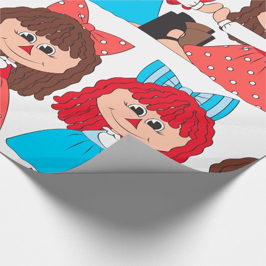 かわいいラグドール友達と弓とドレスを持つ女の子 ラッピングペーパー