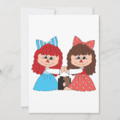 かわいいラグドール友達と弓とドレスを持つ女の子 招待状 (正面)