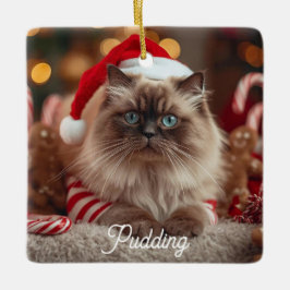 かわいいラグドール猫のクリスマスマジック パーソナライズ セラミックオーナメント