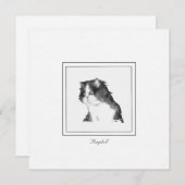 かわいいラグドール猫の白黒スケッチ ノートカード (正面/裏面)