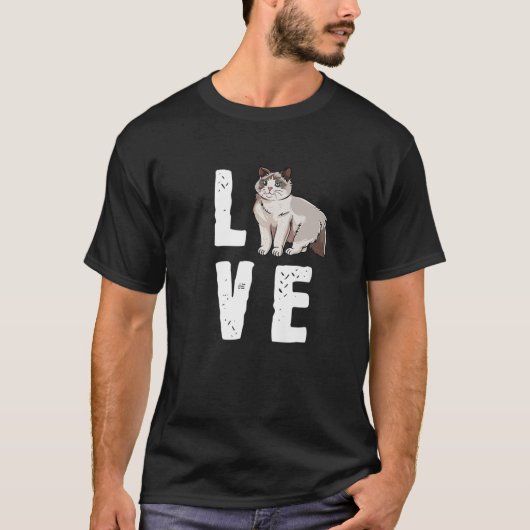 かわいいラグドール猫デザイン- Love My Ragdoll Tシャツ (正面)