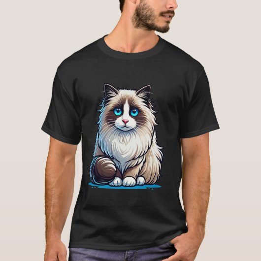 かわいいラグドール猫デザイン Tシャツ (正面)