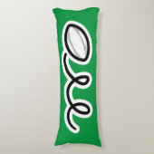 かわいいラグビーボール漫画名前をカスタムするキッズベッドルーム ボディピロー (正面縦)