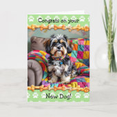 かわいいラサアプソの新しい犬おめでとう カード (正面)
