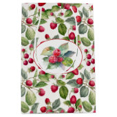 かわいいラズベリーの水色 ミディアムペーパーバッグ (正面)