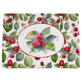 かわいいラズベリーの水色 ラージペーパーバッグ