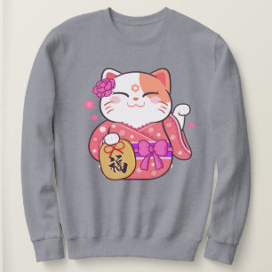 かわいいラッキーキャット スウェットシャツ