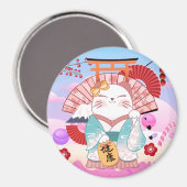 かわいいラッキーキャット マグネット (正面/裏面)
