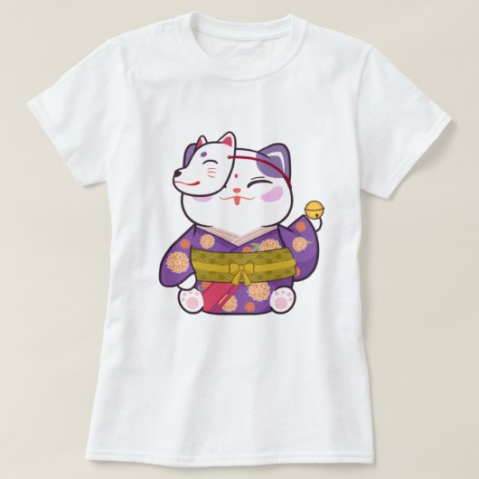かわいいラッキーキャット Tシャツ (デザイン正面)