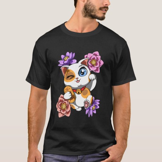 かわいいラッキーキャット Tシャツ (正面)