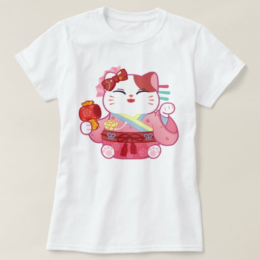 かわいいラッキーキャット Tシャツ (デザイン正面)