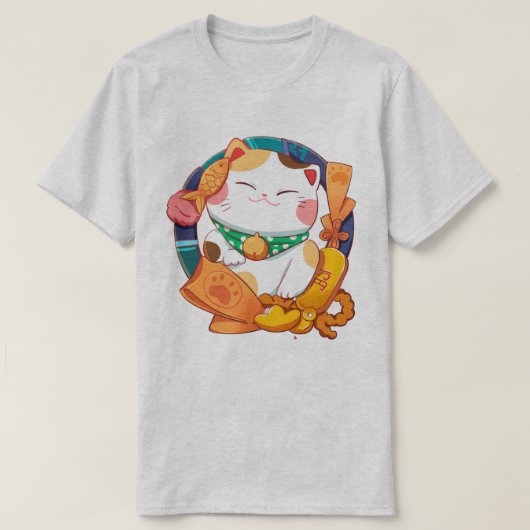 かわいいラッキーキャット Tシャツ (デザイン正面)