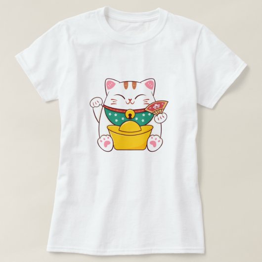 かわいいラッキーキャット Tシャツ (デザイン正面)