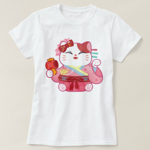 かわいいラッキーキャットTシャツ Tシャツ