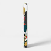 かわいいラッキーキャッ食べトのラーメン丼イラストレーション iPhoneケース (左側面)