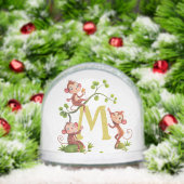 かわいいラッキーサル3匹とイニシャル (クリスマス)