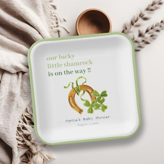 かわいいラッキーシャムロックセントパトリックの日の赤ちゃんシャワー ペーパープレート