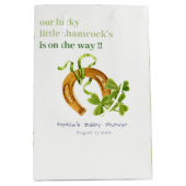 かわいいラッキーシャムロックセントパトリックの日の赤ちゃんシャワー ミディアムペーパーバッグ (正面)