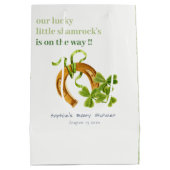 かわいいラッキーシャムロックセントパトリックの日の赤ちゃんシャワー ミディアムペーパーバッグ (裏面)